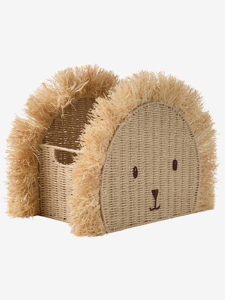 Panier de rangement Lion en corde de papier et raphia beige - vertbaudet enfant 