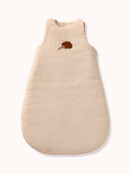 Gigoteuse en gaze de coton HÉRISSON rayé beige - vertbaudet enfant 