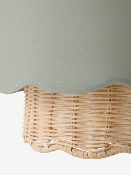 Abat-jour pour suspension Festons tissu et rotin vert sauge - vertbaudet enfant 