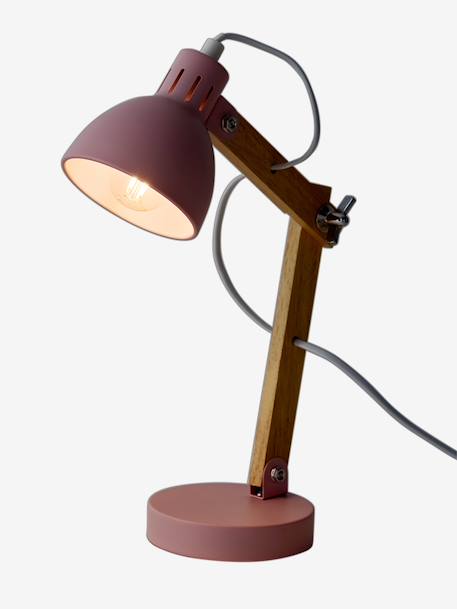 Lampe à poser articulée en bois et métal blanc+rose - vertbaudet enfant 