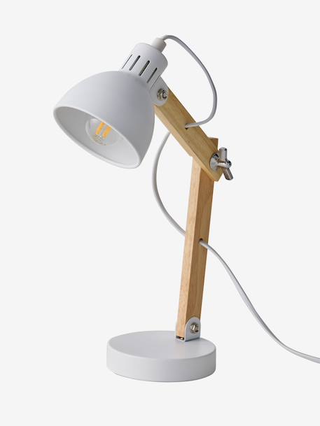 Lampe à poser articulée en bois et métal blanc+rose - vertbaudet enfant 