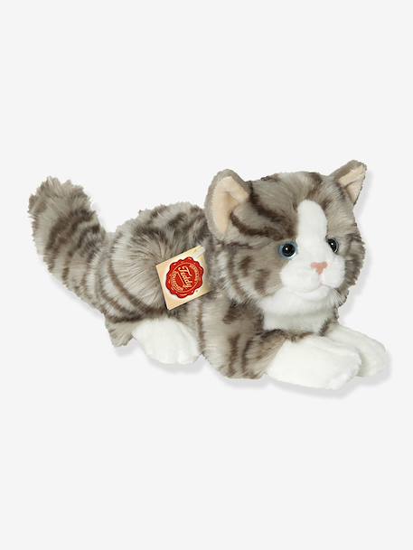 Peluche chat couché 20 cm Teddy Hermann rayé gris - vertbaudet enfant 