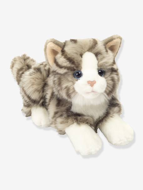 Peluche chat couché 20 cm Teddy Hermann rayé gris - vertbaudet enfant 