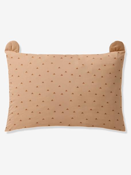 Parure housse de couette + taie d'oreiller OURSON, avec coton recyclé beige imprimé - vertbaudet enfant 
