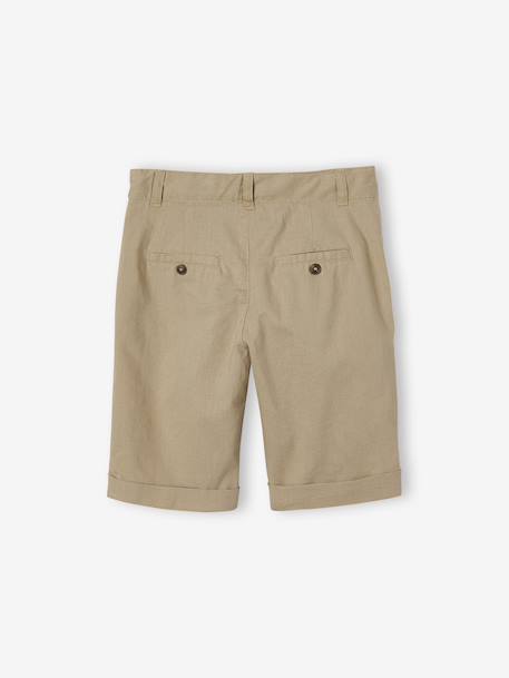 Bermuda garçon cérémonie en coton/lin beige+beige clair+bleu+marine foncé+vert sauge - vertbaudet enfant 
