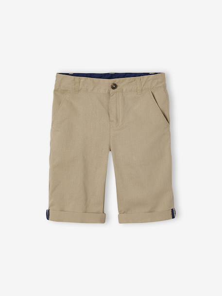 Bermuda garçon cérémonie en coton/lin beige+beige clair+bleu+marine foncé+vert sauge - vertbaudet enfant 