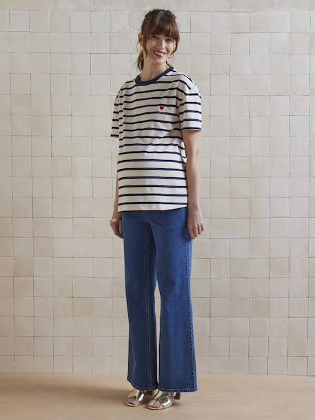 Gestreept zwangerschapsshirt van biologisch katoen* marineblauw, gestreept - vertbaudet enfant 