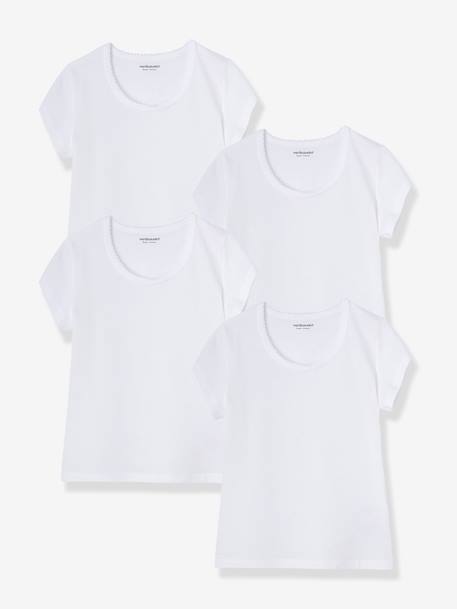 Lot de 4 T-shirts fille BASICS BLANC - vertbaudet enfant 