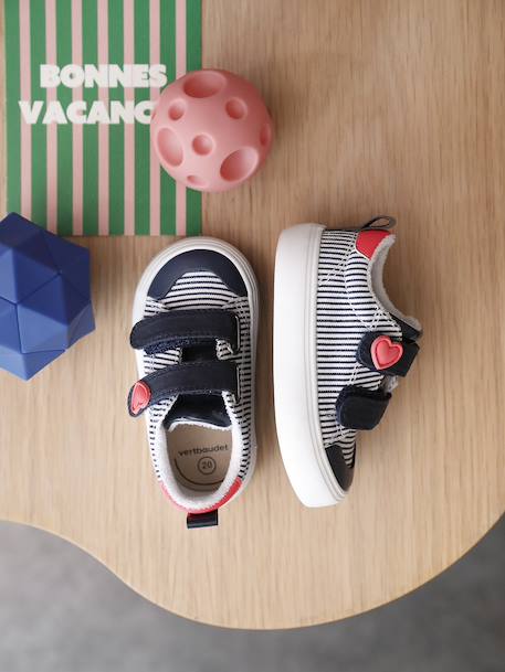 Baskets scratchées bébé rayé bleu+rose imprimé - vertbaudet enfant 