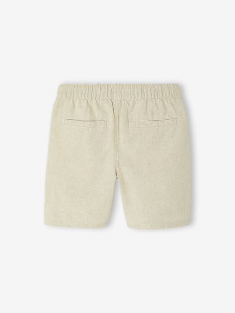 Bermuda en coton/lin garçon beige chiné+vert d'eau - vertbaudet enfant 