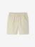 Bermuda en coton/lin garçon beige chiné+vert d'eau - vertbaudet enfant 