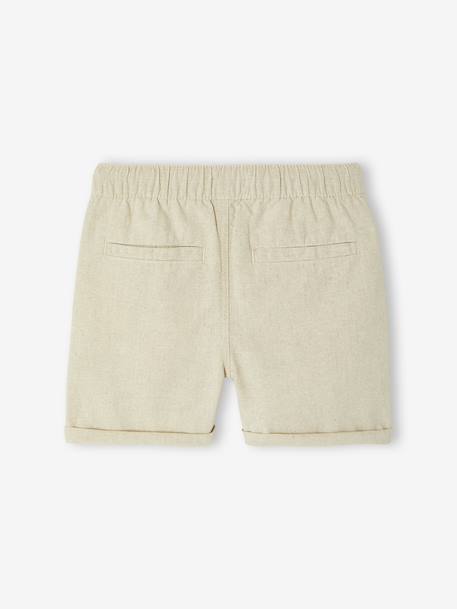 Bermuda en coton/lin garçon beige chiné+vert d'eau - vertbaudet enfant 