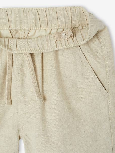 Bermuda en coton/lin garçon beige chiné+vert d'eau - vertbaudet enfant 
