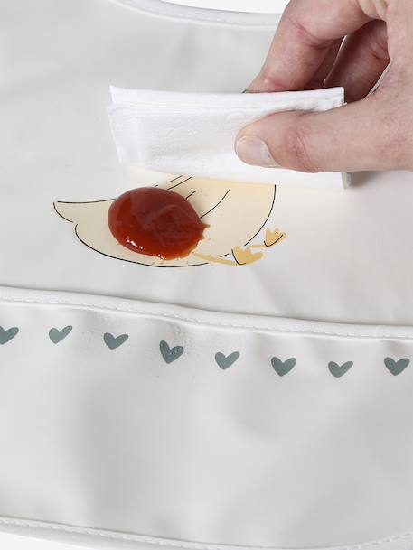 Geplastificeerd rond slabbetje saliegroen+wit, bedrukt - vertbaudet enfant 