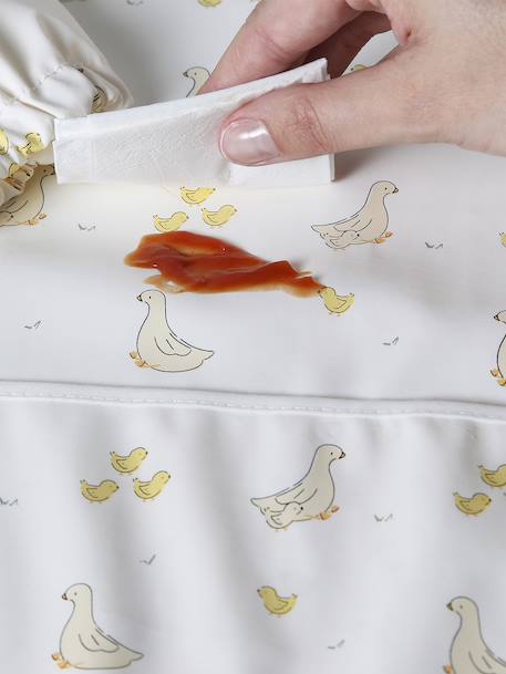 Bavoir tablier manches longues écru+imprimé végétal+multicolore+renard - vertbaudet enfant 