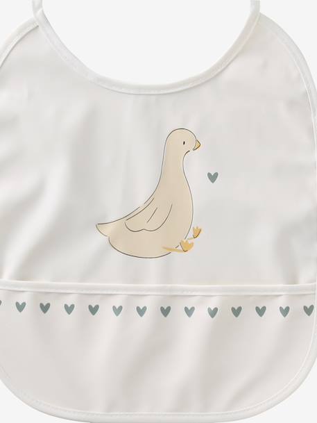 Bavoir rond plastifié blanc imprimé+vert sauge - vertbaudet enfant 