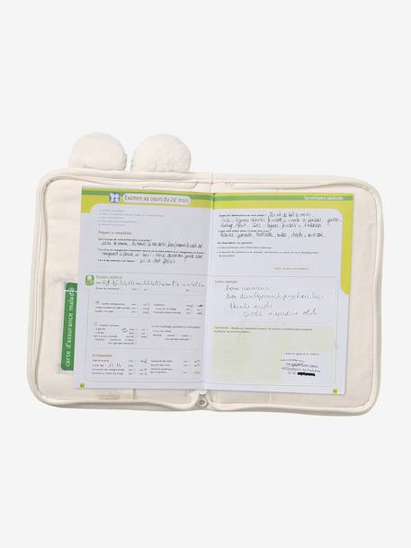 Sherpa hoes voor gezondheidsboekjes TEDDY BEAR beige+pecannoot+roze, bedrukt - vertbaudet enfant 
