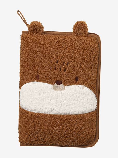 Sherpa hoes voor gezondheidsboekjes TEDDY BEAR beige+pecannoot+roze, bedrukt - vertbaudet enfant 