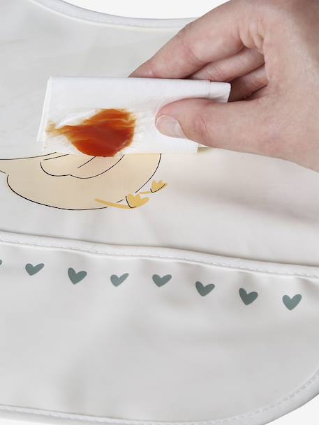 Bavoir rond plastifié blanc imprimé+vert sauge - vertbaudet enfant 