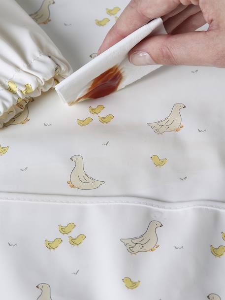 Bavoir tablier manches longues écru+imprimé végétal+multicolore+renard - vertbaudet enfant 