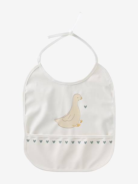 Bavoir rond plastifié blanc imprimé+vert sauge - vertbaudet enfant 