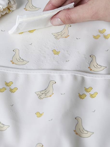 Bavoir tablier manches longues écru+imprimé végétal+multicolore+renard - vertbaudet enfant 