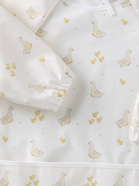 Bavoir tablier manches longues écru+imprimé végétal+multicolore+renard - vertbaudet enfant 