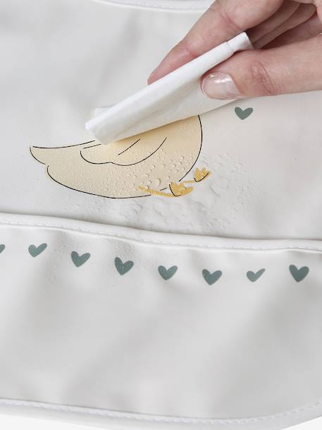 Bavoir rond plastifié blanc imprimé+vert sauge - vertbaudet enfant 
