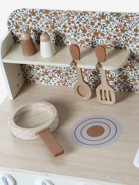Cuisine en bois FSC® avec accessoires écru+rose+vert sauge - vertbaudet enfant 