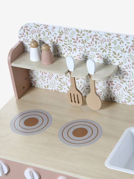 Houten keukentje met accessoires van FSC®-hout ecru+rozen+saliegroen - vertbaudet enfant 