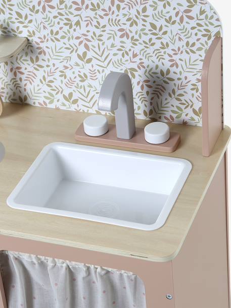 Cuisine en bois FSC® avec accessoires écru+rose+vert sauge - vertbaudet enfant 