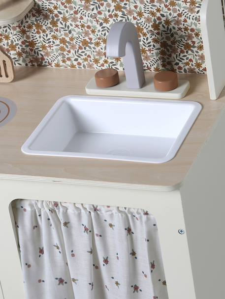 Cuisine en bois FSC® avec accessoires écru+rose+vert sauge - vertbaudet enfant 