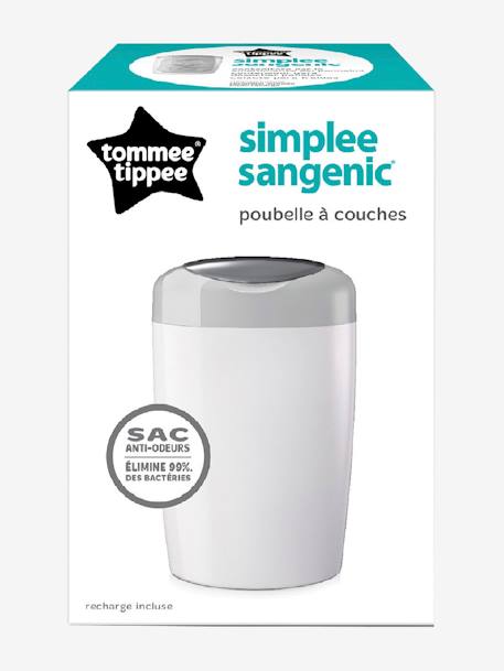 Tommee Tippee Poubelle à couches Sangenic Simplee 6 recharges blanc/gris