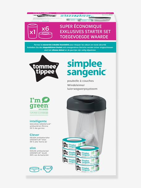 Vuilnisemmer Simplee + 6 navullingen TOMMEE TIPPEE grijs - vertbaudet enfant 