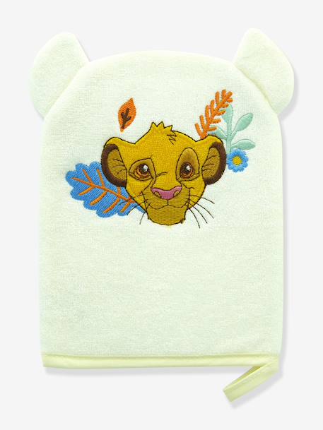 Gant de toilette Disney ludique brodé tête de Simba jaune pastel - vertbaudet enfant 