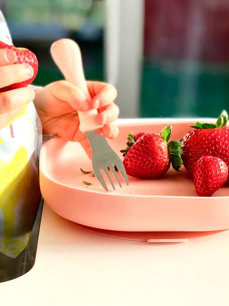 Set vaisselle 4 pièces silicone JAUNE+JUNGLE+NIGHT BLUE+ROSE+terracotta - vertbaudet enfant 