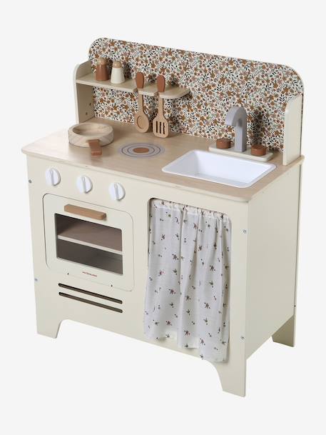Houten keukentje met accessoires van FSC®-hout ecru+rozen+saliegroen - vertbaudet enfant 
