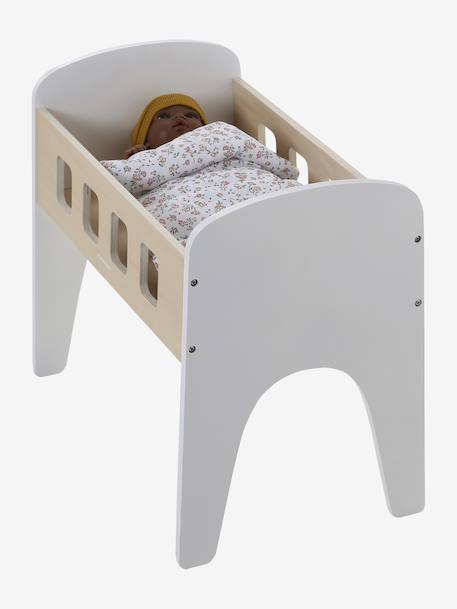 Lit poupon en bois FSC® blanc+bois - vertbaudet enfant 