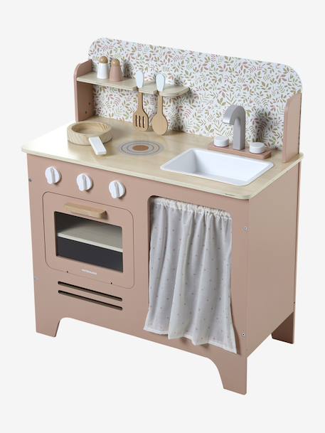 Cuisine en bois FSC® avec accessoires écru+rose+vert sauge - vertbaudet enfant 