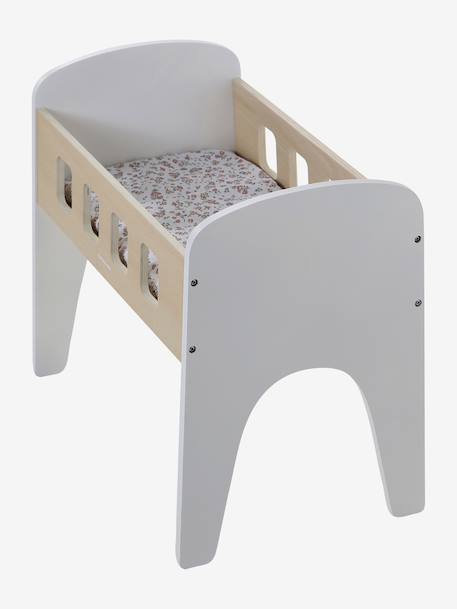 Lit poupon en bois FSC® blanc+bois - vertbaudet enfant 