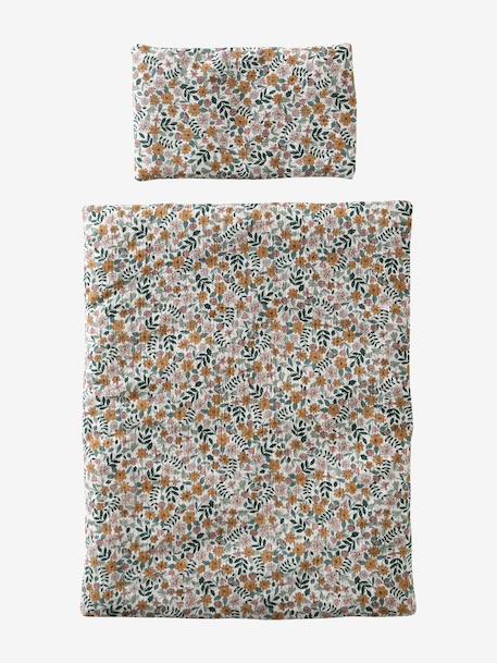 Couette + oreiller poupon en gaze de coton beige+jaune+rose - vertbaudet enfant 