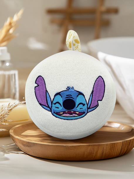 Geborduurde Disney®-babyspons met Stitch-hoofd ecru - vertbaudet enfant 
