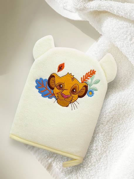 Gant de toilette Disney ludique brodé tête de Simba jaune pastel - vertbaudet enfant 