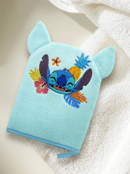 Gant de toilette Disney ludique brodé tête de Stitch bleu ciel - vertbaudet enfant 