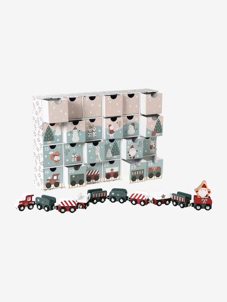 Adventskalender met FSC® houten speelgoed blauw+ecru+groen+hout+rood - vertbaudet enfant 
