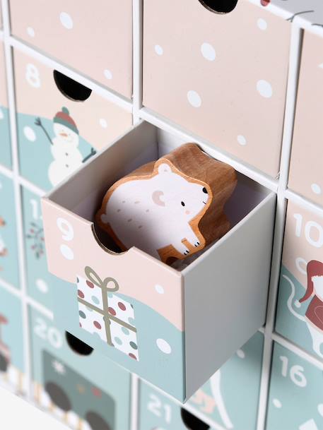 Adventskalender met FSC® houten speelgoed blauw+ecru+groen+hout+rood - vertbaudet enfant 