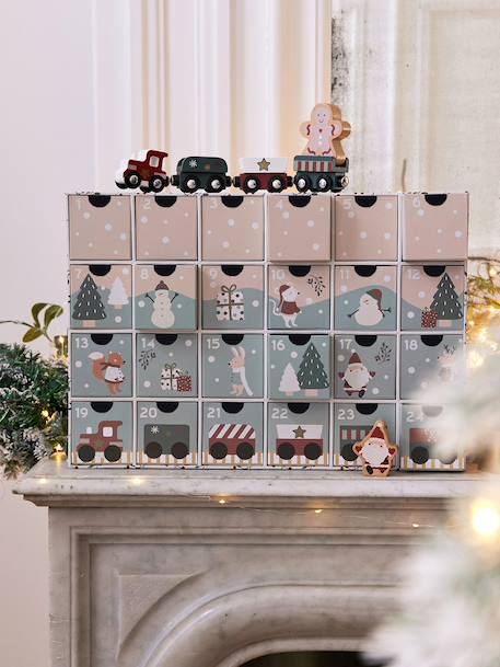 Adventskalender met FSC® houten speelgoed blauw+ecru+groen+hout+rood - vertbaudet enfant 