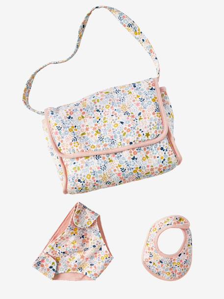 Sac à langer poupon personnalisable + couche + bavoir écru+rose - vertbaudet enfant 