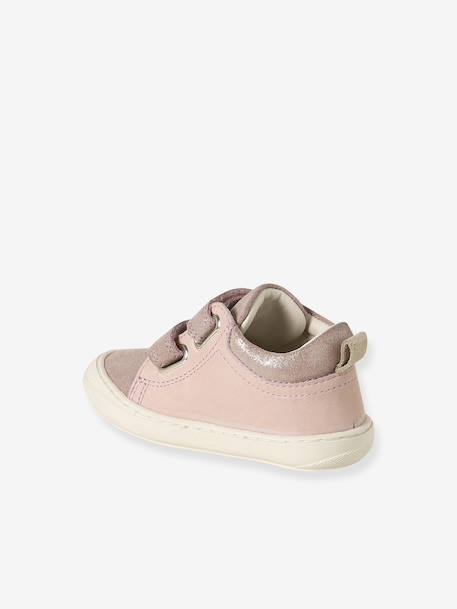 Bottillons à scratchs cuir souple bébé premiers pas beige imprimé+bleu imprimé+bois de rose+bronze+mauve+or+rose+rose poudré+turquoise - vertbaudet enfant 