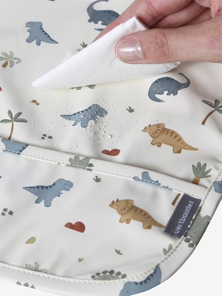 Geplastificeerd rond slabbetje saliegroen+wit, bedrukt - vertbaudet enfant 